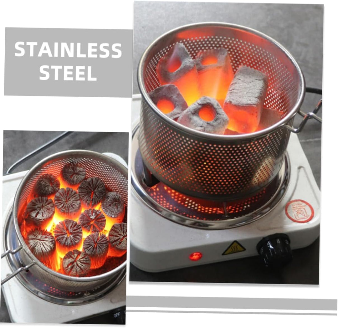 Happyyami Camping Holzkohlekorb 14cm Effizienter Holzkohlebrenner für Drinnen und Draussen Metall Gr