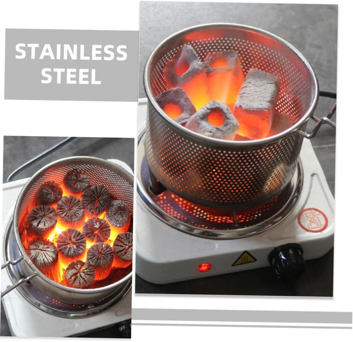 Happyyami Camping Holzkohlekorb 14cm Effizienter Holzkohlebrenner für Drinnen und Draussen Metall Gr