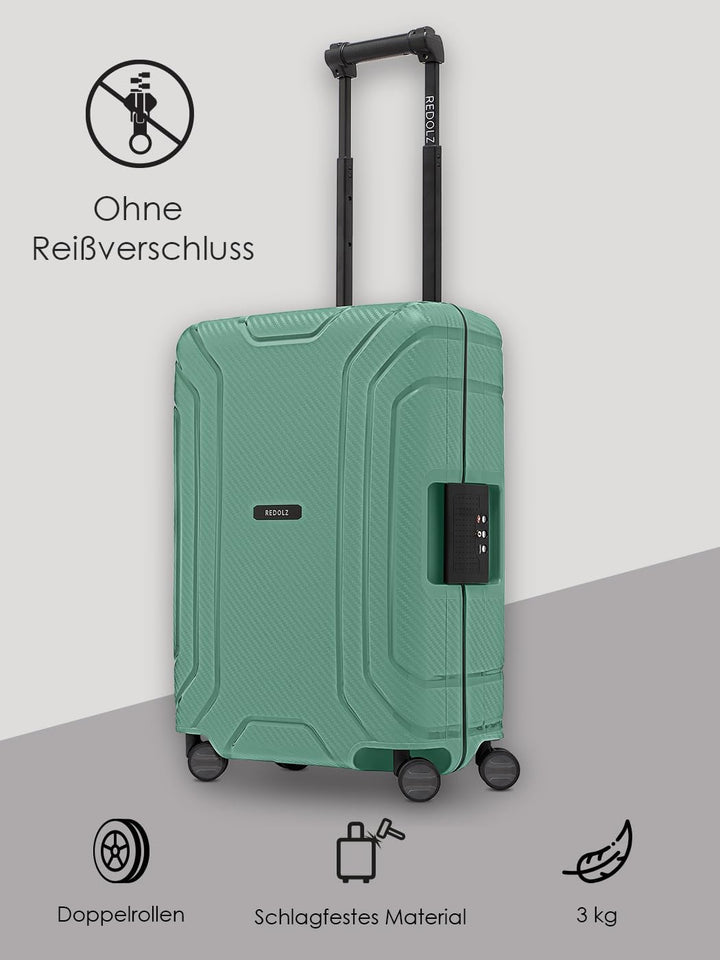 REDOLZ Hartschalen Kabinen-Koffer ohne Reissverschluss | 3-Punkt-Verschluss-System | Kleiner Trolley