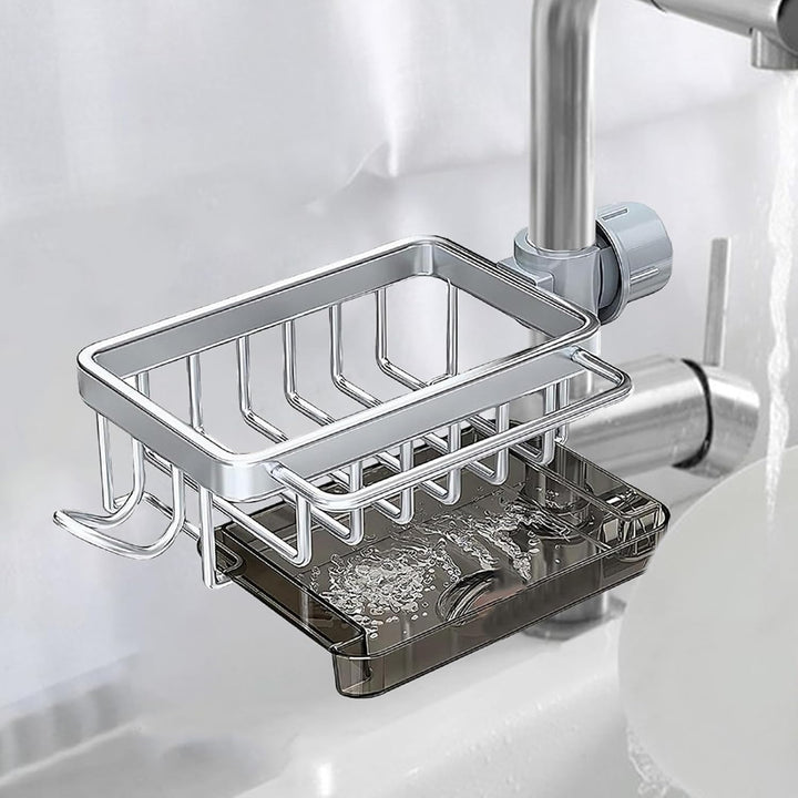 Wasserhahnhalter für Küchenspüle, multifunktionaler Wasserhahn-Ablauf-Organizer, Küchenspüle, Schwam