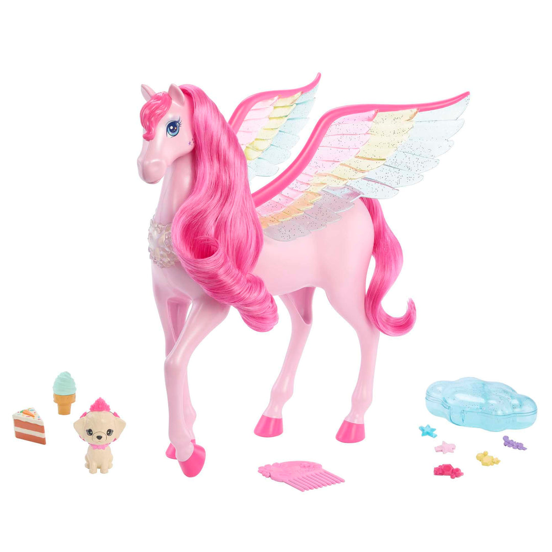 BARBIE Ein Verborgener Zauber Pegasus - Interaktives Spielzeug mit Lichtern und Geräuschen, 10 Zubeh