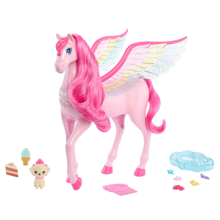 BARBIE Ein Verborgener Zauber Pegasus - Interaktives Spielzeug mit Lichtern und Geräuschen, 10 Zubeh