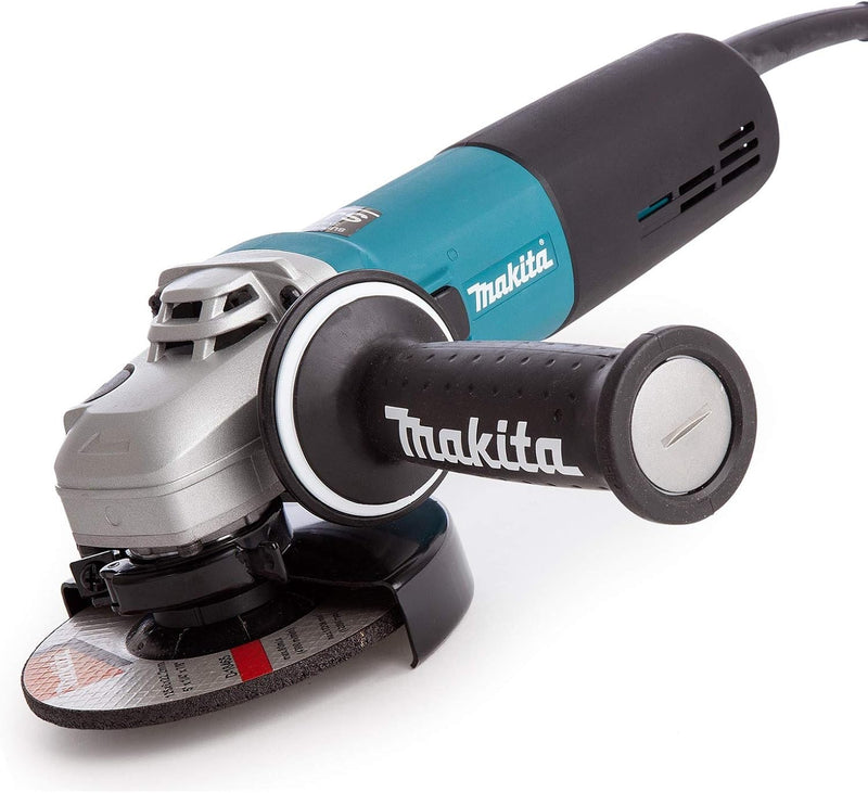 Makita 9565CR Winkelschleifer 125 mm, 1.400 W, Schwarz, Cyan, Silber mit Konstantelektronik, mit Kon