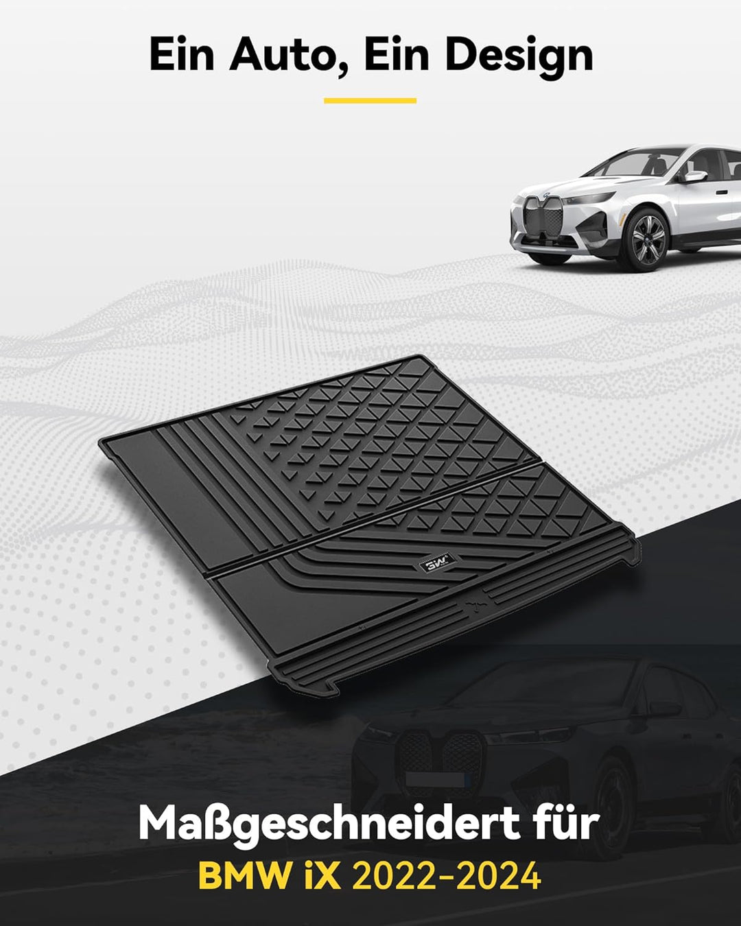 3W Kofferraumwanne für BMW iX i20 2022-2025 2026, TPE Allwetter Massgeschneiderte Kofferraummatte Ko