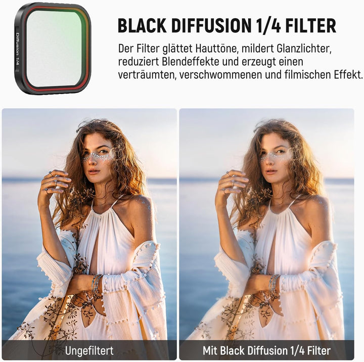 NEEWER 1/4 Black Diffusion Filter Kompatibel mit Insta360 Ace Pro Insta 360 Ace Pro 2, Zubehör Nicht