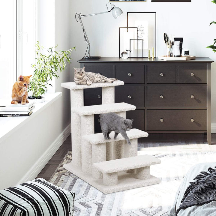 GOPLUS Tiertreppe Beige, Haustiertreppe Katzentreppe Hundetreppe Kletterbaum Katzenkratzbaum Spielba