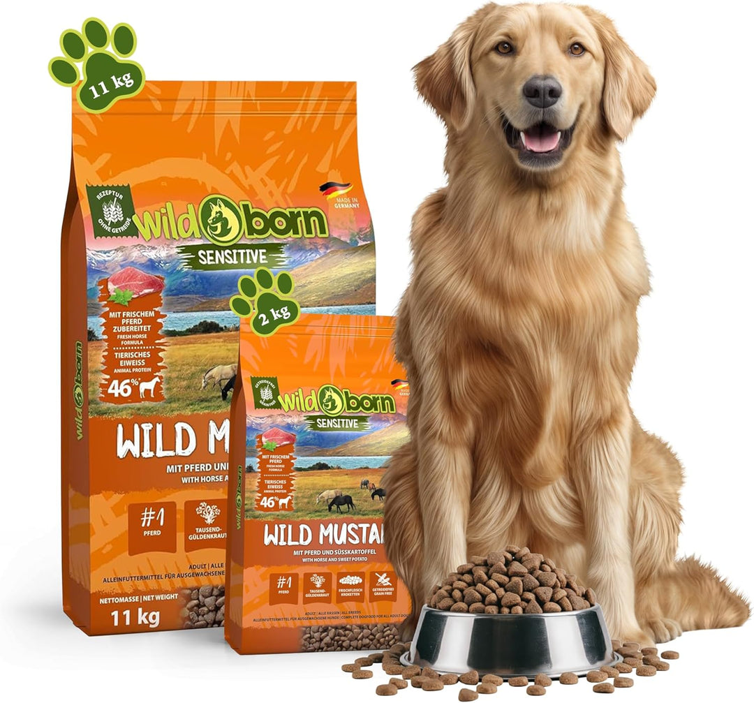 Wildborn Wild Mustang 2 kg getreidefreies Hundefutter mit Pferdefleisch, Süsskartoffel & Aroniabeere