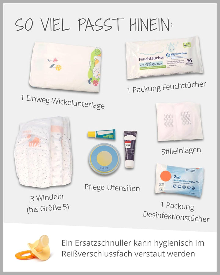 ULLENBOOM ® Windeltasche für unterwegs, Floral-Grün, Made in EU - Wickeltasche für bis zu 3 Windeln,