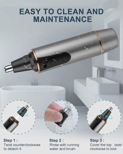 Nasenhaartrimmer Herren, 3 in 1 Wiederaufladbar nasenhaarschneider und Ohrhaarschneider für Frauen m