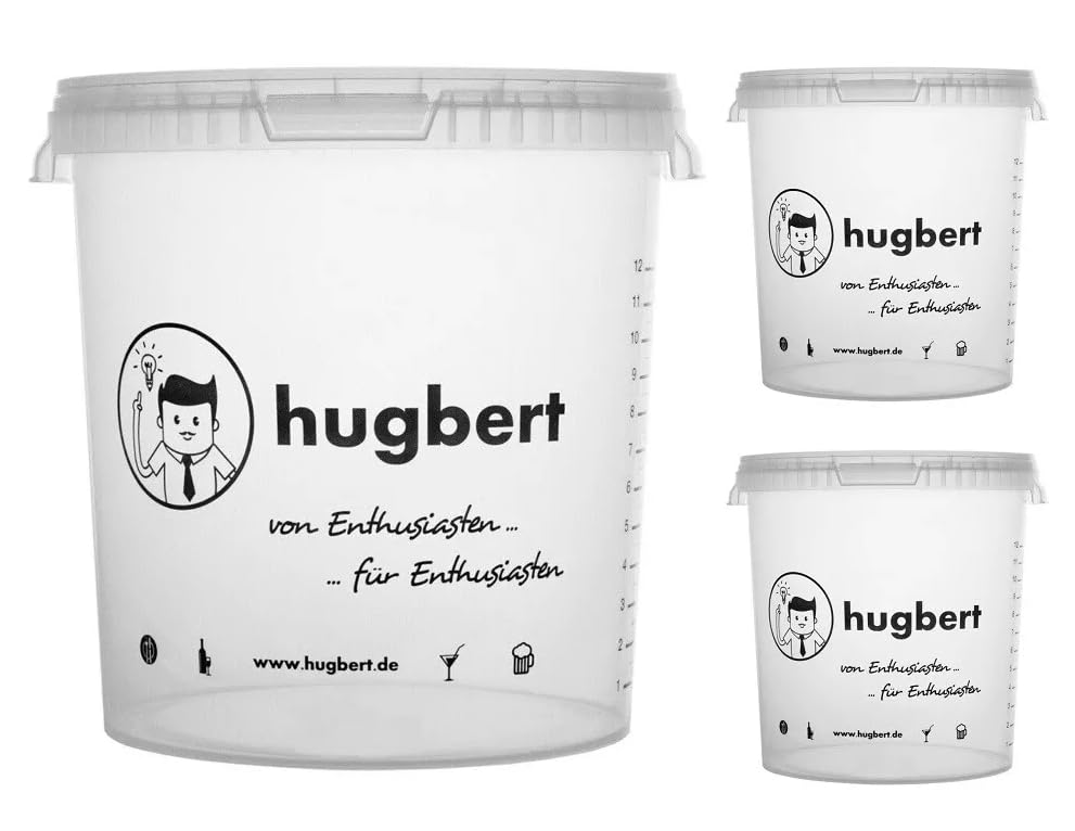Gärbehälter mit Bohrung 15L /17L - Gäreimer mit Skala und Deckel- Eimer Gärfass für Wein und Bier -