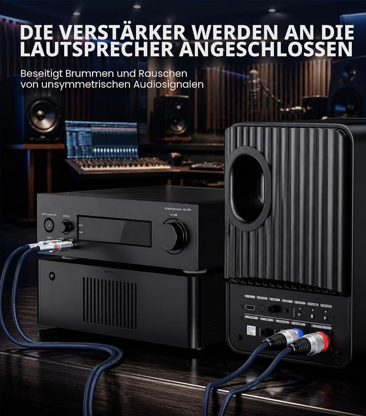 Tisino Doppelte XLR-Buchse auf Cinch-Kabel, Hochleistungskabel, 2 XLR-Buchsen auf 2 Cinch-Stecker, H