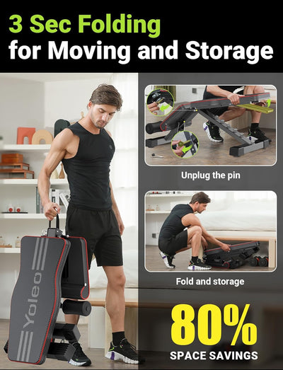 YOLEO klappbare Hantelbank Multifunktion Training Fitness Bank Bauchtrainer Schrägbank mit 7-Fach Ve