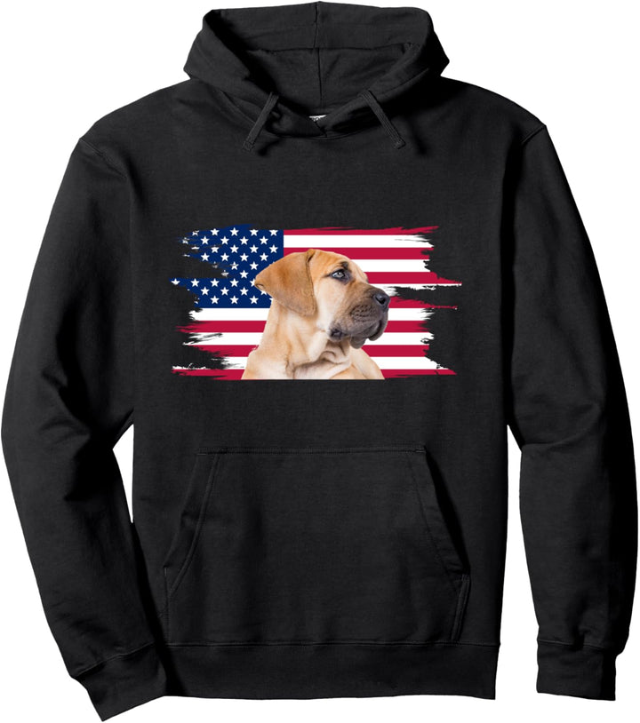 American Flag Dog Boerboel Pullover Hoodie