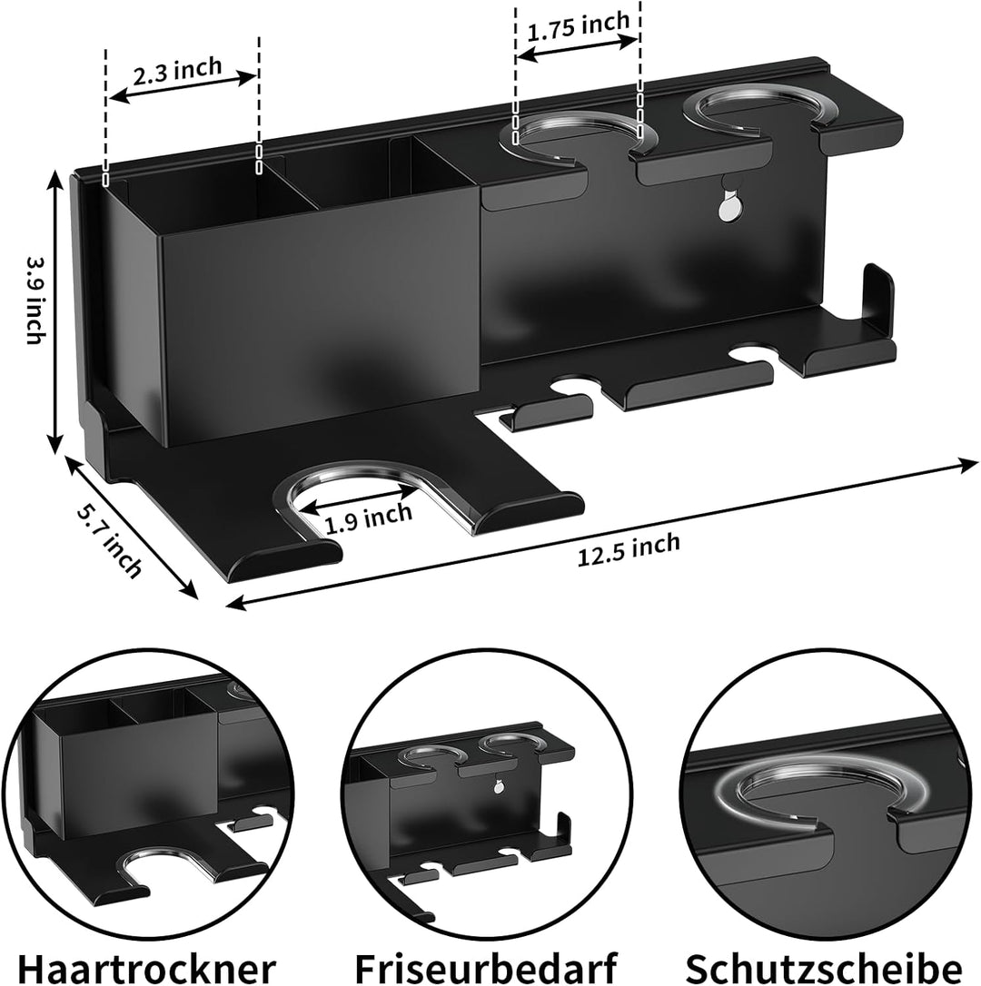 Fönhalter Ohne Bohren - Metall Wandhalterung für Dyson Airwrap, Lockenstab, Glätteisen & Föhn, Stabi