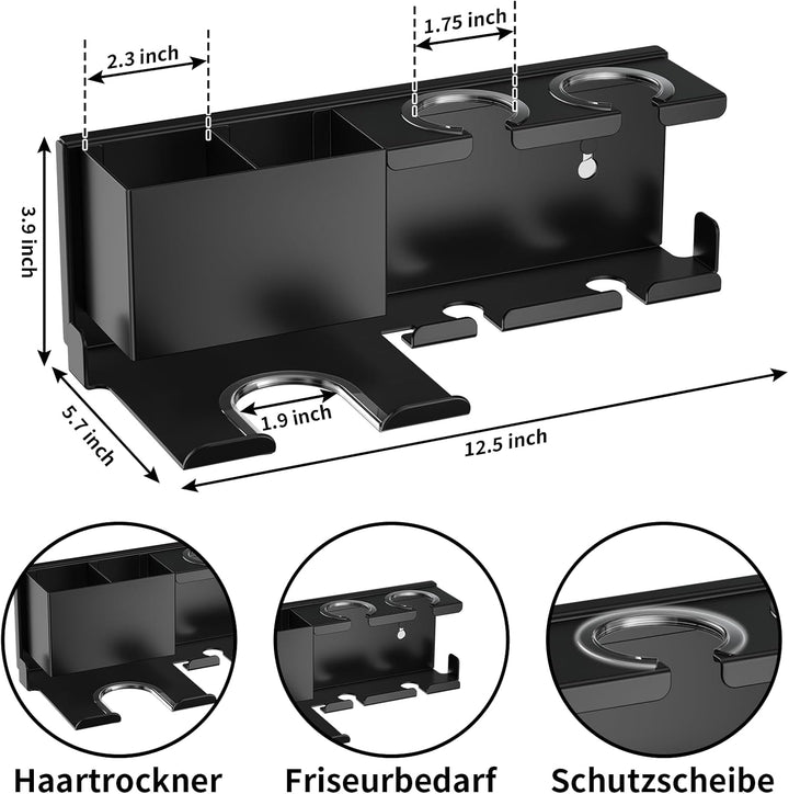 Fönhalter Ohne Bohren - Metall Wandhalterung für Dyson Airwrap, Lockenstab, Glätteisen & Föhn, Stabi