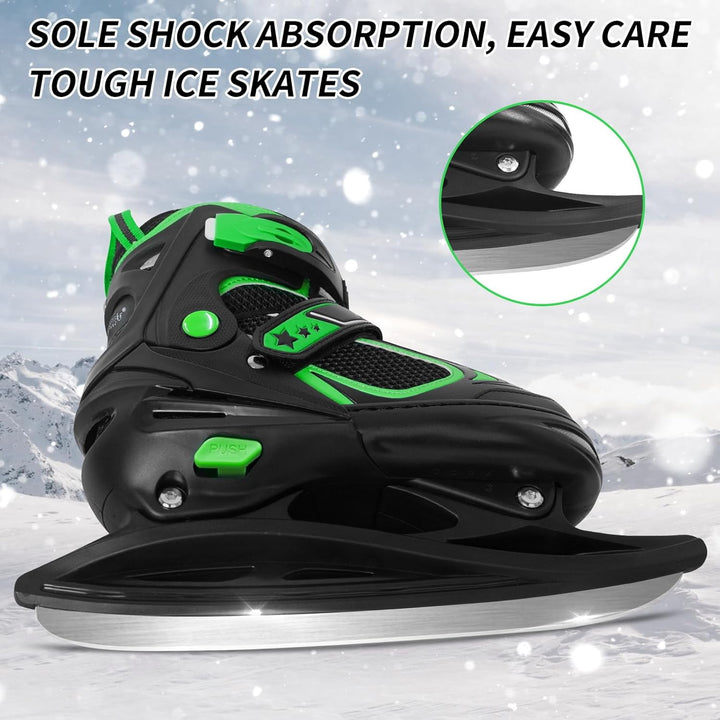 Nattork Schlittschuhe Kinder - 4 Grösse Verstellbare Eislaufschuhe Kinder Jugendliche, Ice Skates Mi