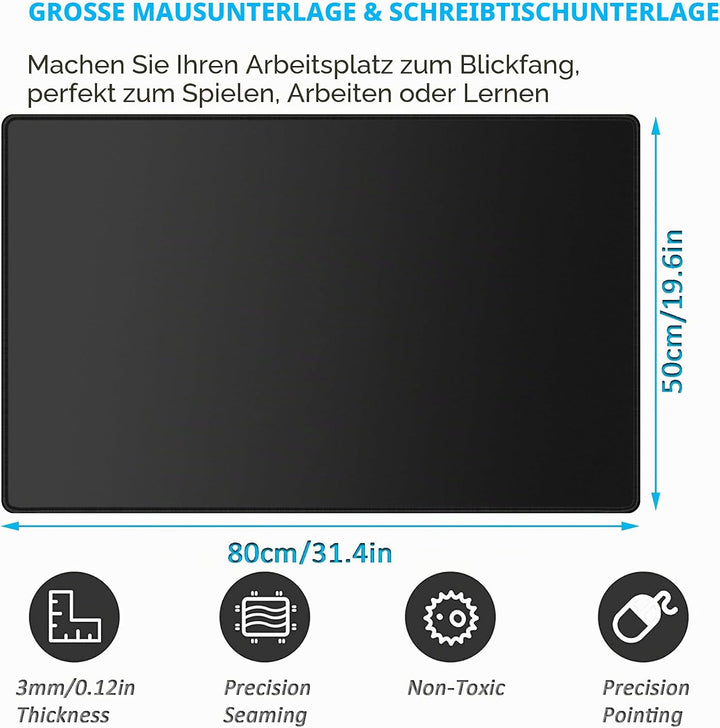 LL-COEUR XXL Schwarz Mauspad Gaming Mouse Mat Laptops Schreibtischunterlage Desk Pad (800 x 500 x 3