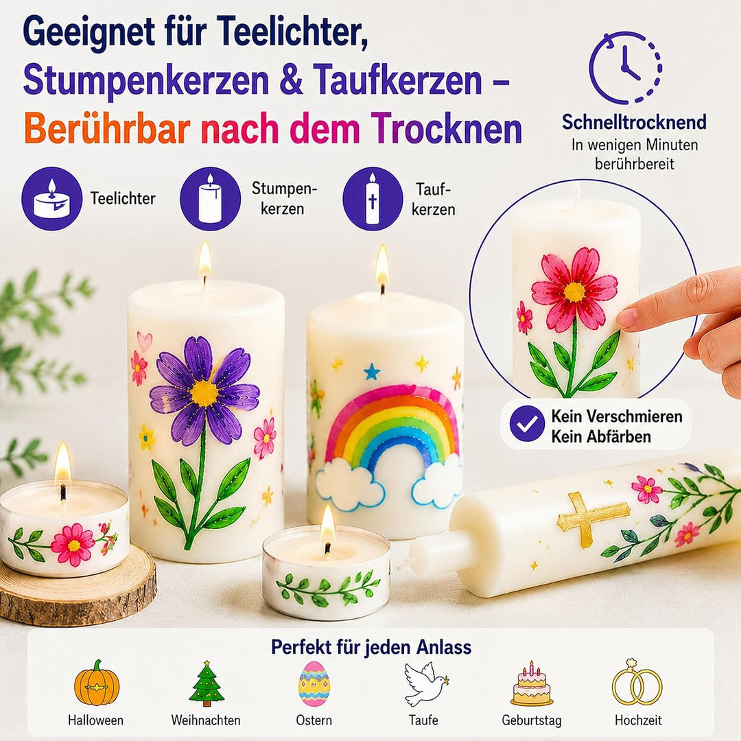 Zoyomax 18 Farben Kerzen bemalen Set, 15ml Wachsstifte für Kerzen – Candle Pen für Bemalen, Verziere