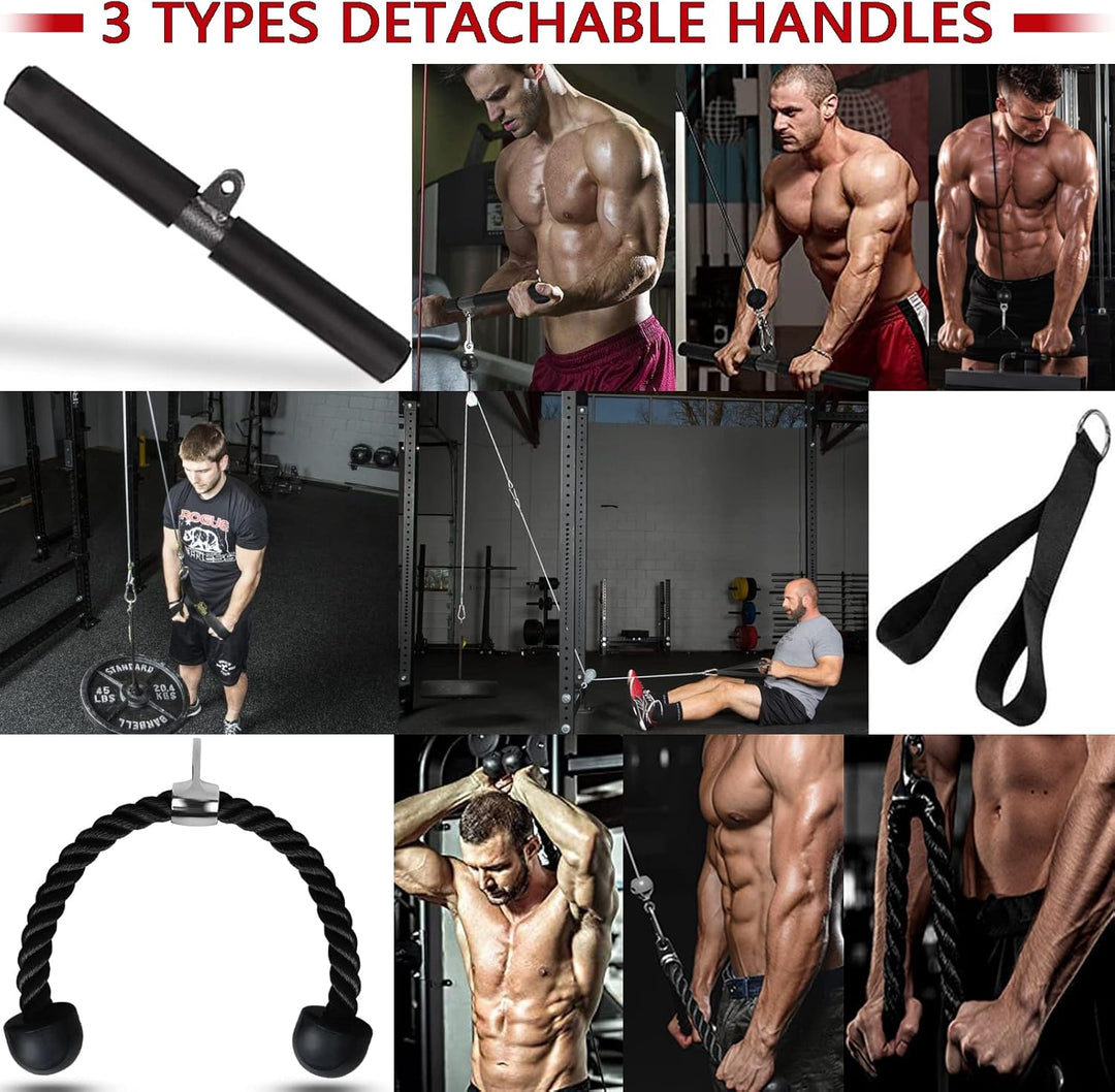 Favuit Kabelzug Fitness Kabel Latzug Unterarmtrainer Set, Gym Arm-Krafttraining Trizeps Seil Gewicht