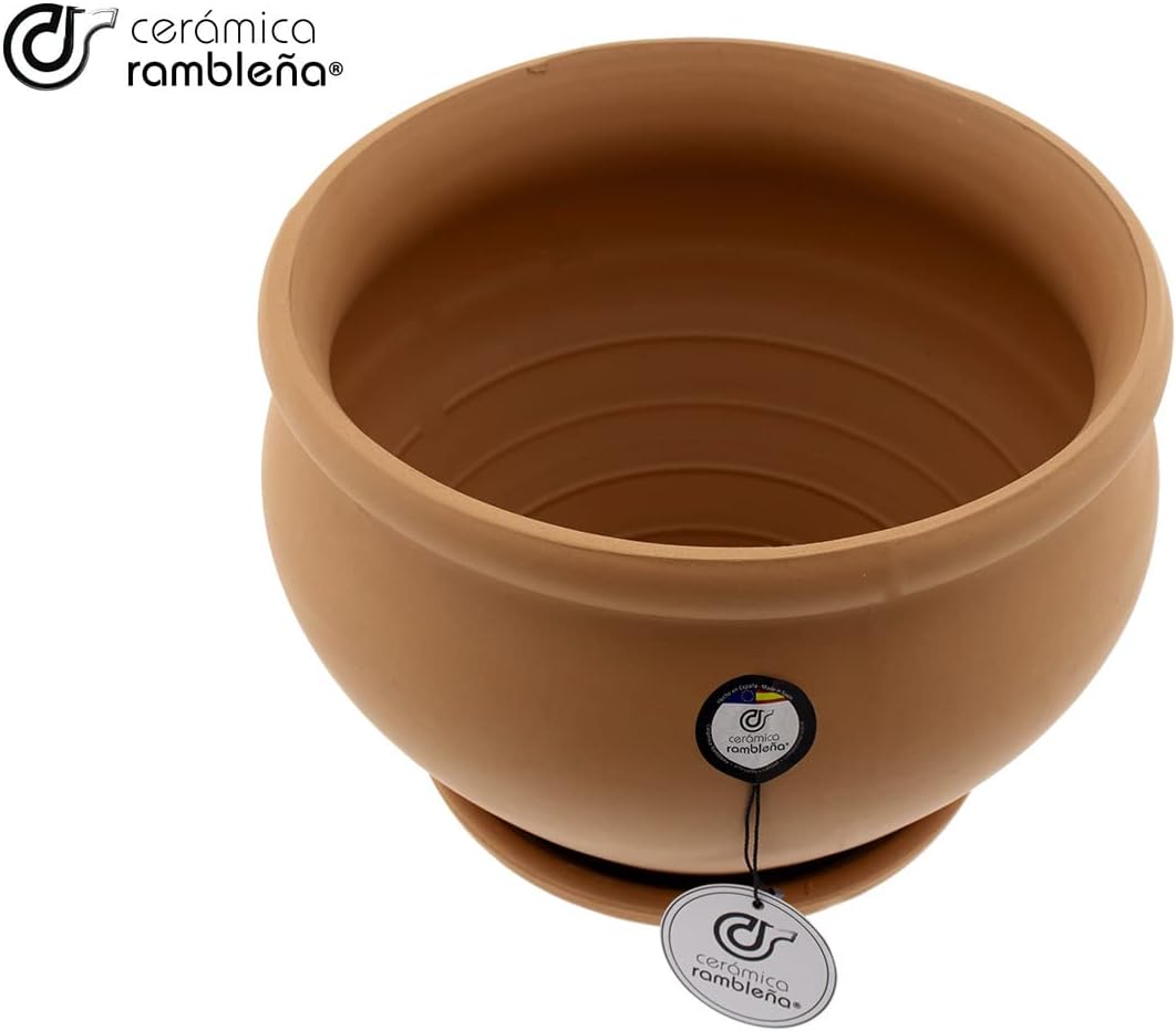 CERÁMICA RAMBLEÑA | Grosser Topf | Originaltopf | Originaltopf | Outdoor-Topf | Coco Terracotta Erde