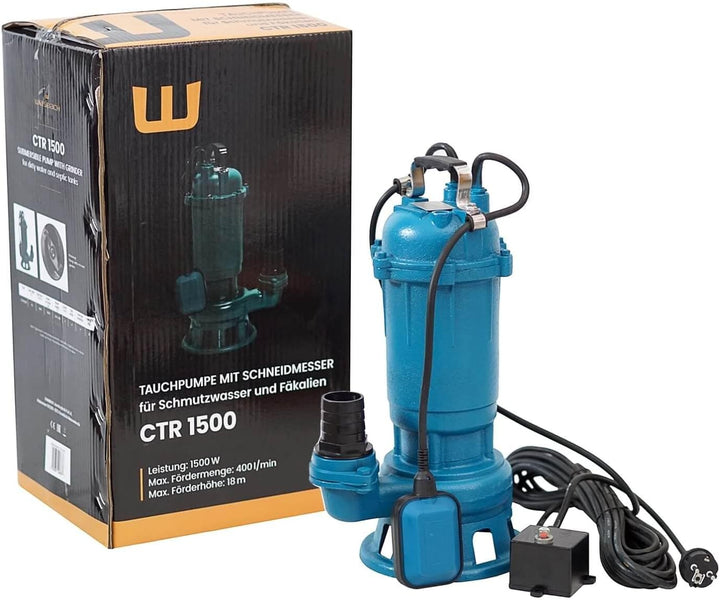 1500W WEISBACH PROFESSIONAL CTR Leistungsstarke Tauchpumpe Fäkalienpumpe Schmutzwasserpumpe mit Zerk