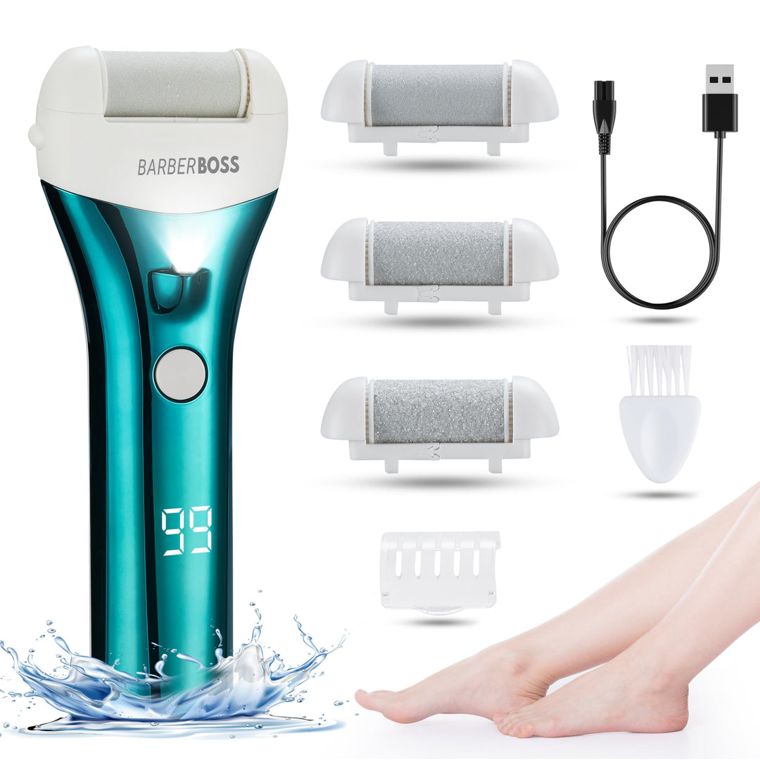 BarberBoss Elektrische Fussfeile Harte Haut Entferner - Professionelles Pediküre Set für Füsse, Prem