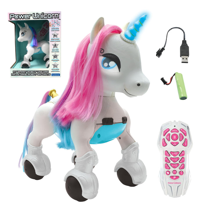 Lexibook Power Unicorn® Mein Roboterhund zum Trainieren Programmierbarer Roboter mit Fernbedienung,