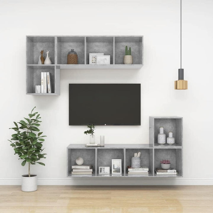 homiuse TV-Wandschrank Betongrau 37x37x72 cm Holzwerkstoff Design TV Board Fernsehschrank Fernsehtis