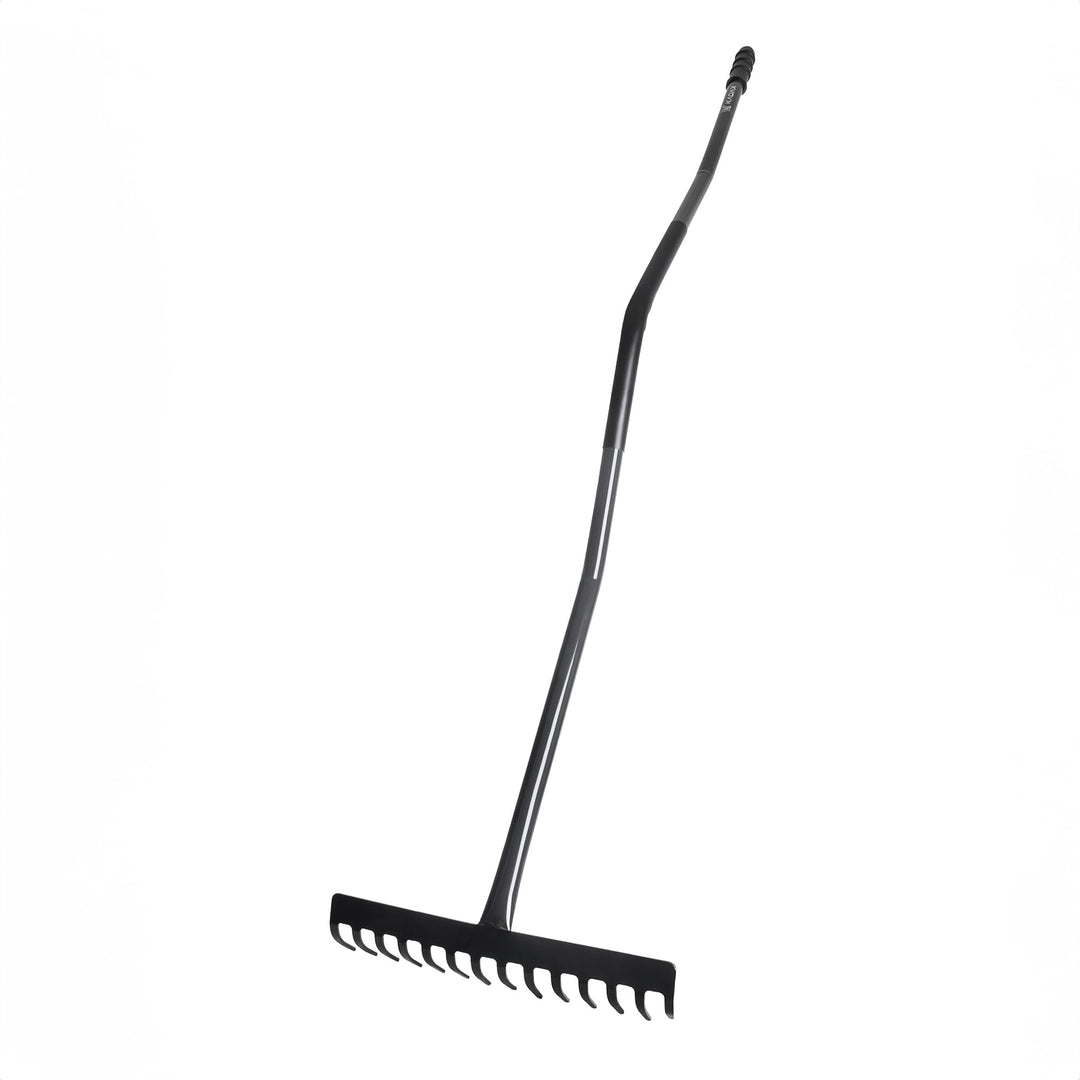 KADAX Gartenharke aus Metall, Gartenwerkzeug mit Metallkopf, Rasenrechen für Garten, Flache Harke fü