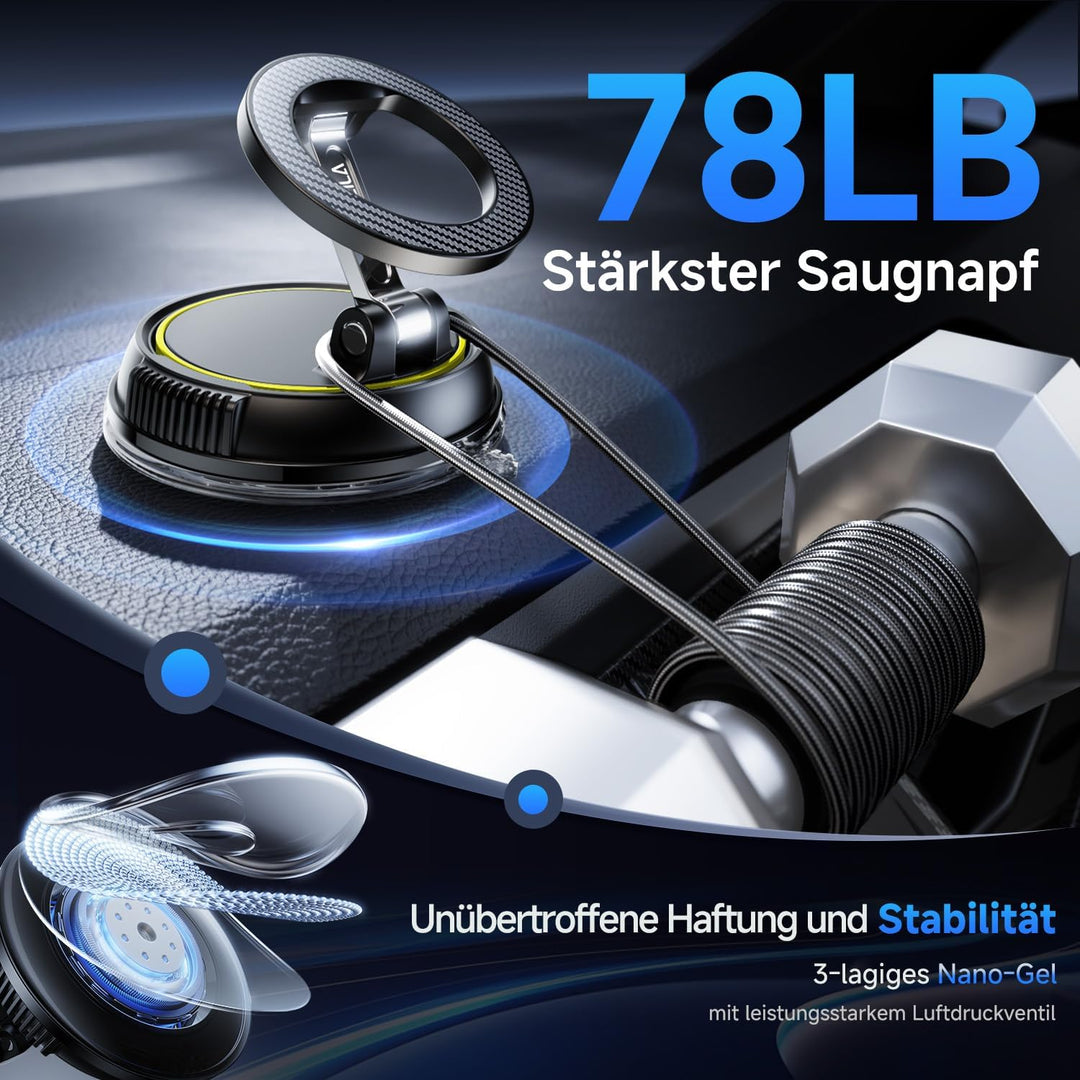 Handyhalterung Auto Magnetische, 360° Drehbare Vakuum Magnetischer Handyhalterung, KFZ Autohalterung