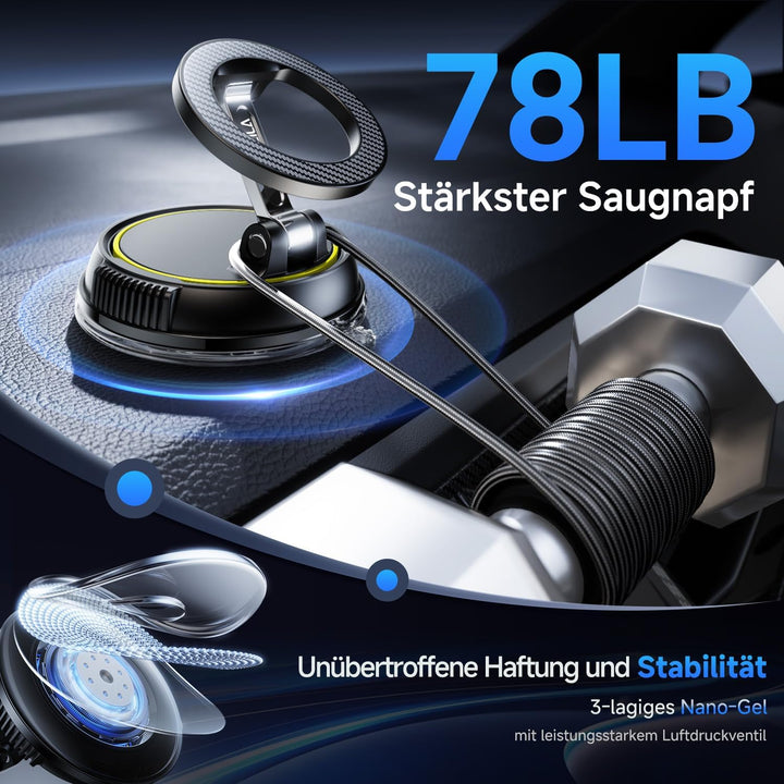 Handyhalterung Auto Magnetische, 360° Drehbare Vakuum Magnetischer Handyhalterung, KFZ Autohalterung