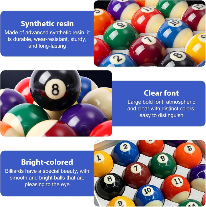 BORDEAG Billardkugeln Set, 16 Stück 57,2mm Billiard Pool Balls, Hochwertiges Billardkugeln Set, Phen