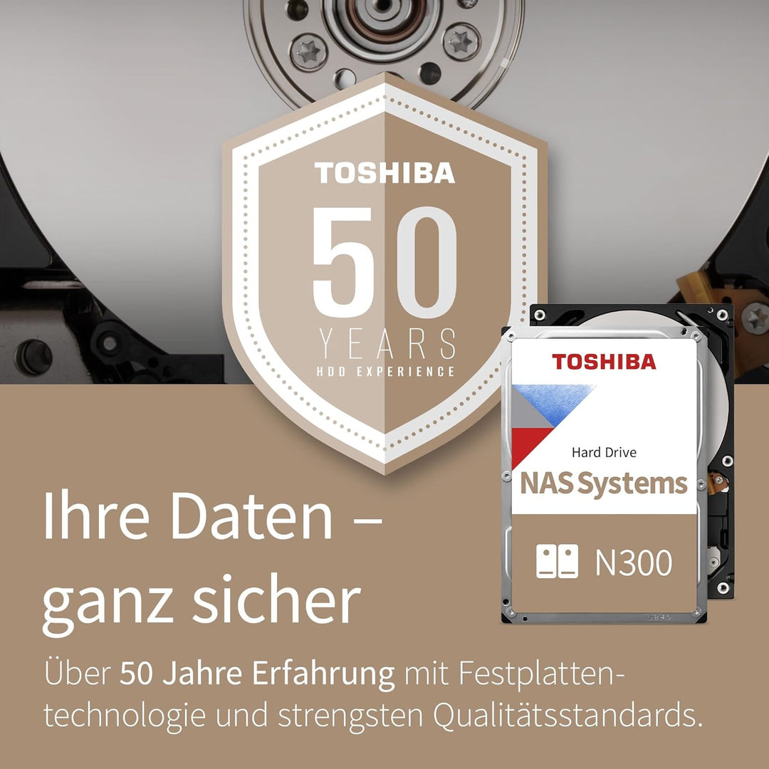 Toshiba 18TB N300 Interne Festplatte - NAS 3,5 Zoll SATA HDD Unterstützt bis zu 8 Laufwerksschächte,