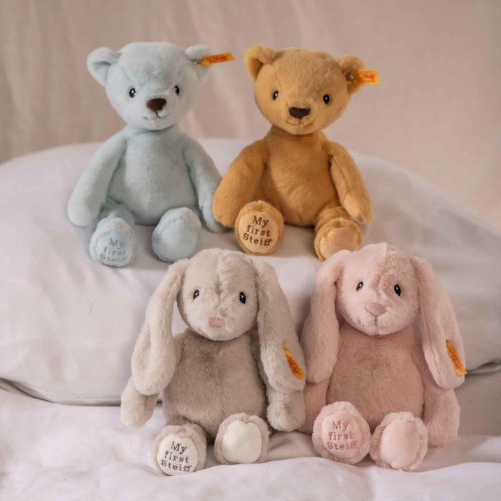 Steiff 242144 Soft Cuddly Friends My First Teddybär - 26 cm - Kuscheltier für Babys - hellblau (2421