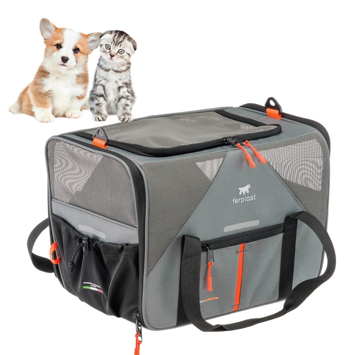 Ferplast Hundebox Voyager Carrier, Transportbox Katze, Hundetasche, verstellbare Griffe und Schulter