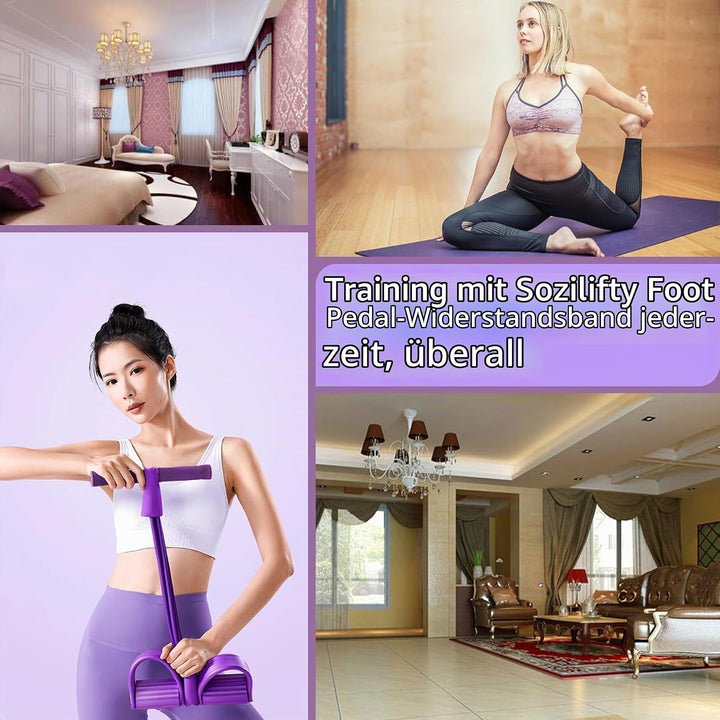 Expander Fitness mit Rückentrainer und Fitnessbänder, Bauchtrainer, Sportgeräte Zuhause, 6 Tubes Gum