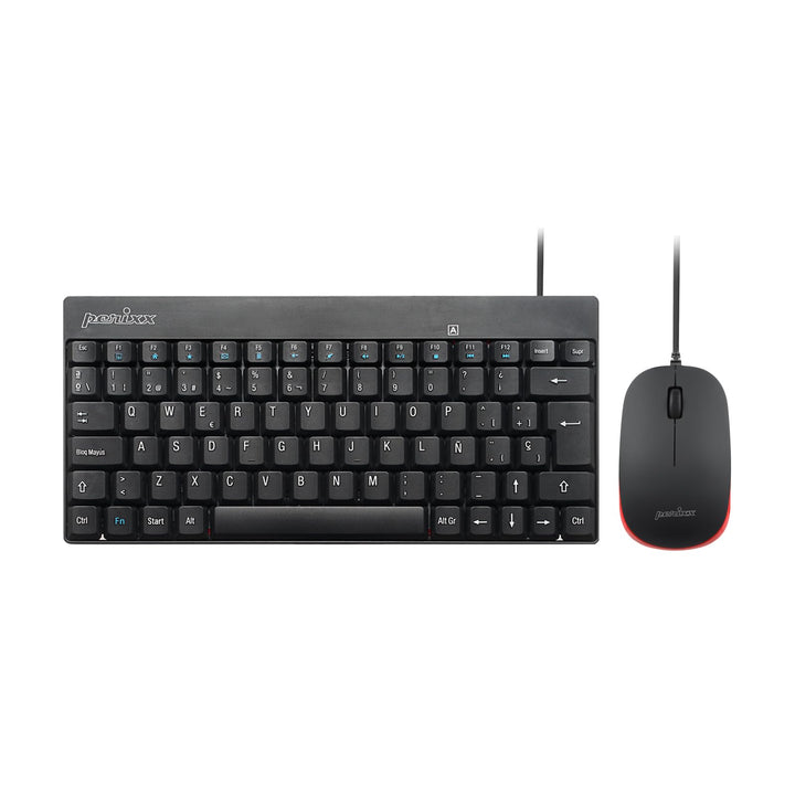 Perixx PERIDUO-212 Combo Teclado pequeño y Ratón Con Cable para Windows, 12 Teclas Multimedia, Layou