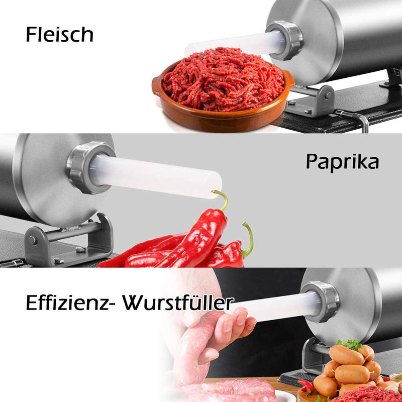 COSTWAY 3,6L / 4,8L Wurstfüller manuell, Wurstmaschine aus Edelstahl, Wurstfüllmaschine inkl. 4 Füll