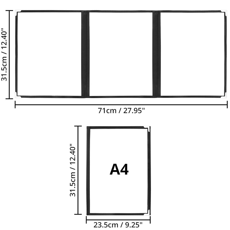 Kurtzy Dreifach Faltbare A4 Menükartenhalter (10 Stk) – Speisekartenmappe Speisekarten Hülle 3x Falt