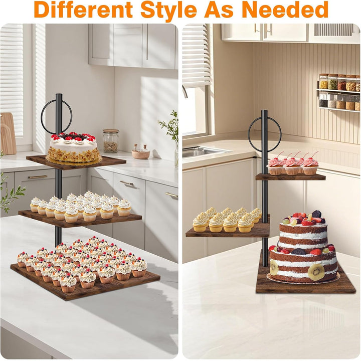 Kuchen und Cupcake Ständer aus Holz, Etagere für Desserts, Donuts, Kekse, Macarons, Obst, Hochzeit G