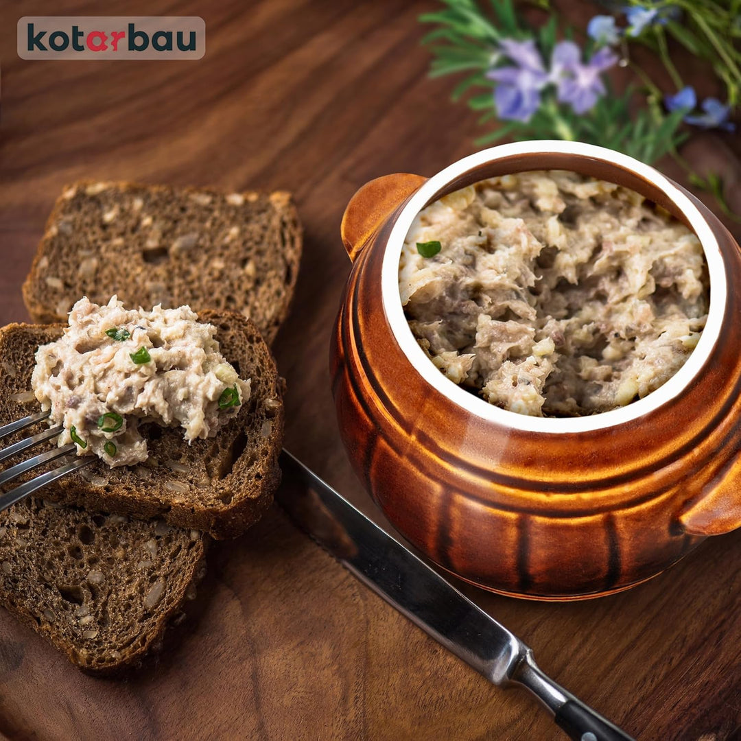 KOTARBAU® Gärtopf Steinguttopf 1 L Sauerkrauttopf Gurkentopf mit Deckel Einmachtopf Keramiktopf Stei