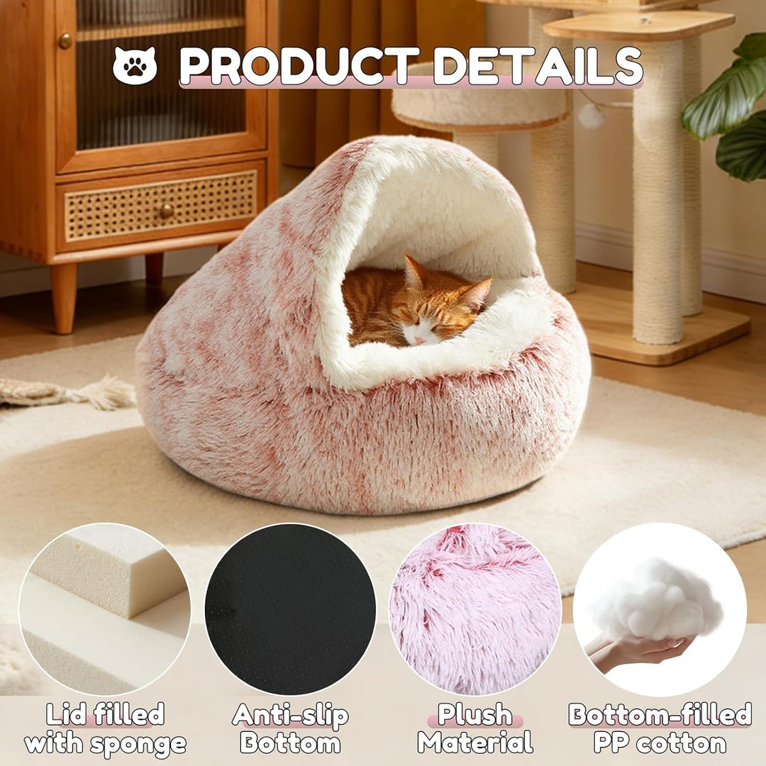 SUOXU Beruhigendes Bett für Katzen und Kleine Hunde, Katzenbett Waschbar Haustierbett,50 cm Donut Fl