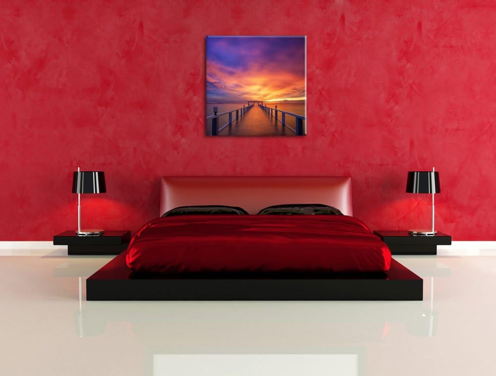 Pixxprint Steg ins Meer als Leinwandbild/Grösse: 70x70 cm/Wandbild/Kunstdruck/fertig bespannt, 70x70