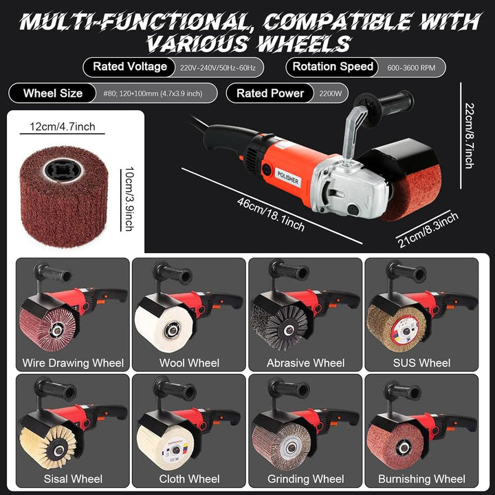 Satiniermaschine Schleifmaschine Bürstenschleifer Holz Metall Edelstahl, 230V 1400W Elektrische Sati