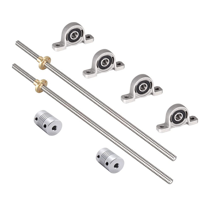 2 Set 400mm T8 Gewindespindel Set, 304 Edelstahl 8mm Gewindestange mit Messingmutter, Vertikaler Ste