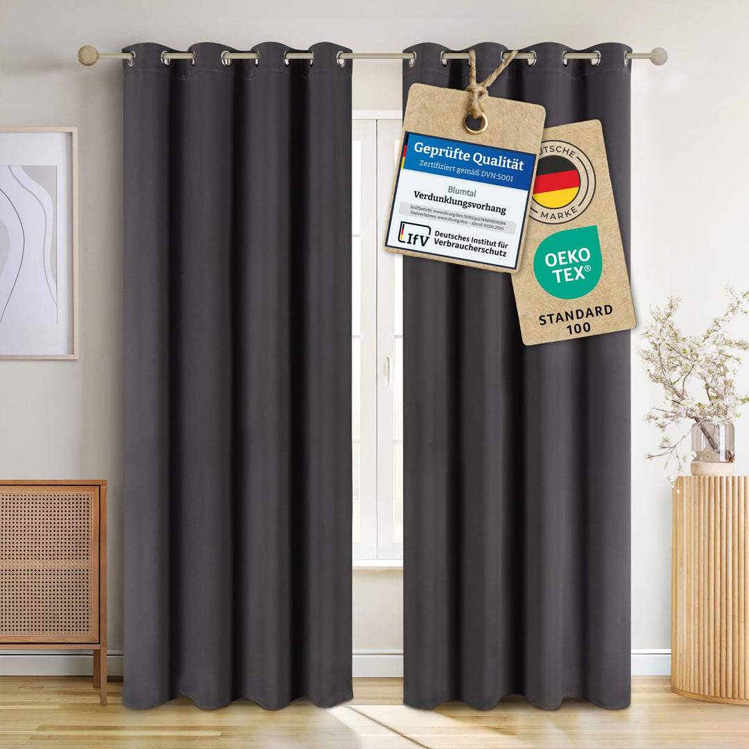 Blumtal 2er-Set Gardinen Verdunklungsvorhänge Blickdicht - Elegante Wärmeisolierende Vorhänge mit Ös