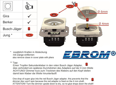 EBROM Unterputz UNIVERSAL LED Dimmer “der AllesDimmer" Drehdimmer Phasenabschnitt + Phasenanschnitt