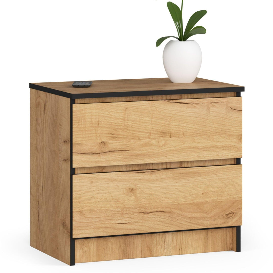 AKORD Kommode K60 mit 2 Schubladen | für das Wohnzimmer Schlafzimmer Schrank Büro Arbeitszimmer | Mo