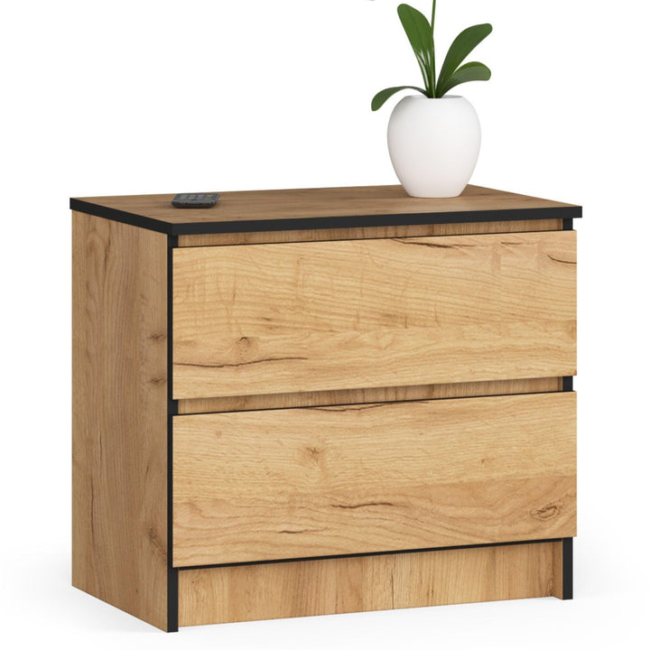 AKORD Kommode K60 mit 2 Schubladen | für das Wohnzimmer Schlafzimmer Schrank Büro Arbeitszimmer | Mo