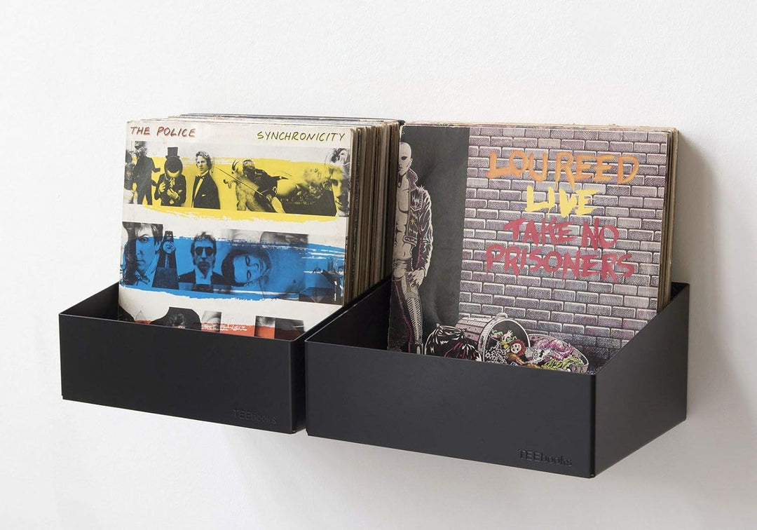 TEEbooks – 1 Schallplatten Wandhalterung 32 cm | Vinyl Regal aus Stahl Schwarz | Unsichtbares Schall